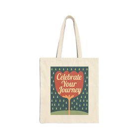 Celebrate Your Journey Cotton Canvas Tote Bag | Eco-Friendly Shopping Bag, Gift for Travelers, Reusable Grocery Bag, Stylish Beach Bag